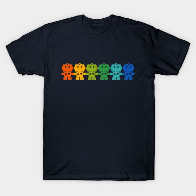 Rainbow Robots holding hands T-Shirt by XOOXOO